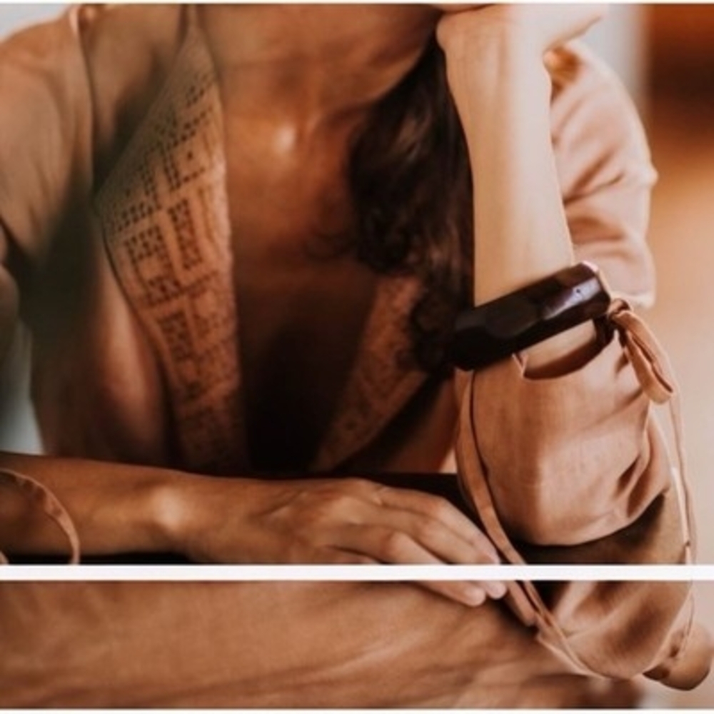 Artisan Brown Wooden Moon Bracelet Boho Style Handmade One Size Accessory